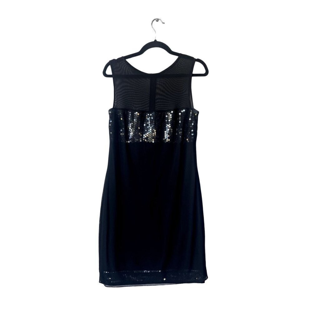 Tadashi Cocktail Sequins Illusion Vintage Black Sz‎ XL Black Mini Dress